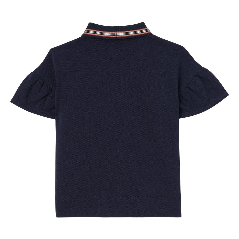 Burberry Girls Martina Flutter Sleeve Cotton Piqué Polo Size 14 - Picture 2 of 4